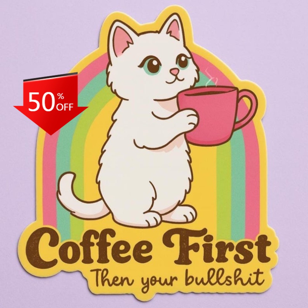 재미있는 커피 고양이 스티커 레트로 자동차 노트북 창문 - Laptop Unique Accessories 리뷰 및 가격