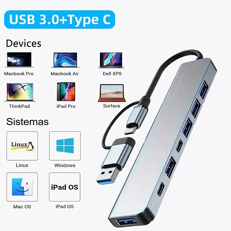 2 in 1 USB3.0 허브 7포트 타입 C 확장 스 - Laptop Accessories And Gadgets 리뷰 및 가격
