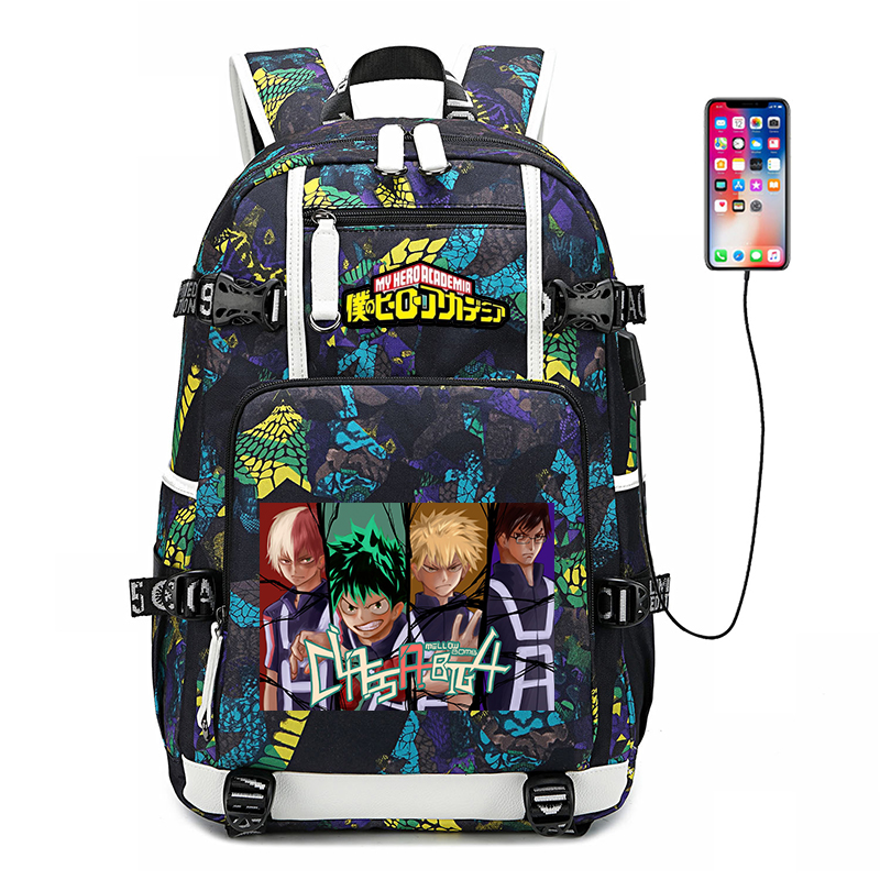 대용량 여행 가방 MHA 방수 소년 학교 가방 USB  - Laptop Accessories Organizer Bag 리뷰 및 가격