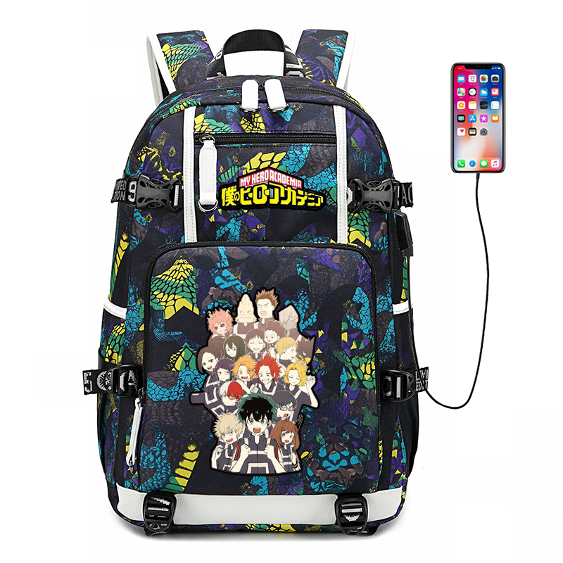 대용량 여행 가방 MHA 방수 소년 학교 가방 USB  - Laptop Accessories Organizer Bag 리뷰 및 가격